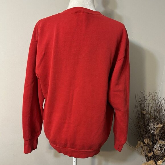 VTG Atlas Sportswear Women Red Pullover Sweatshirt Bears Christmas Tree Sz L USA - Picture 2 of 8